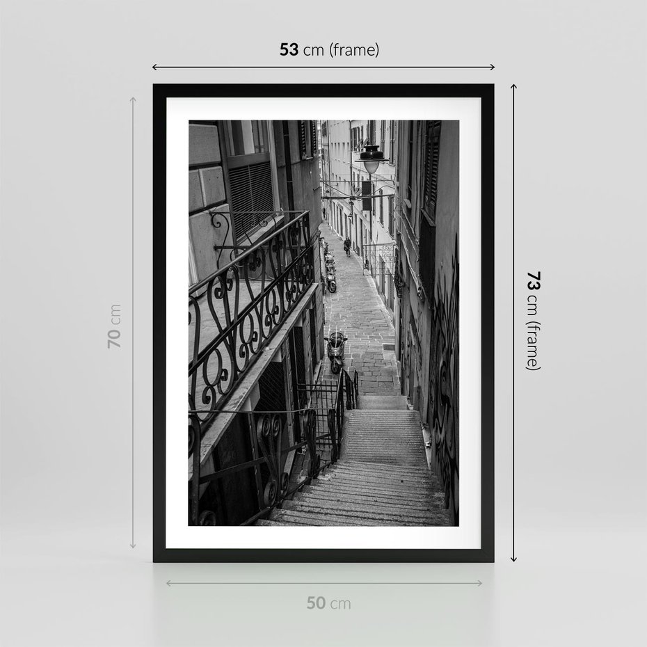 Plakat w ramie 50x70 - Magiczne spacery - uliczka, perspektywa - rama czarna