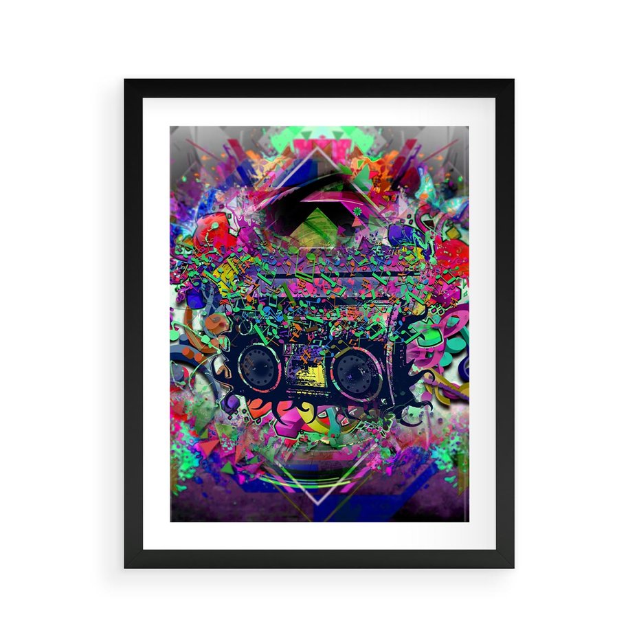 Plakat w ramie 40x50 - Harmonia Muzyki - grafika, muzyka - rama czarna