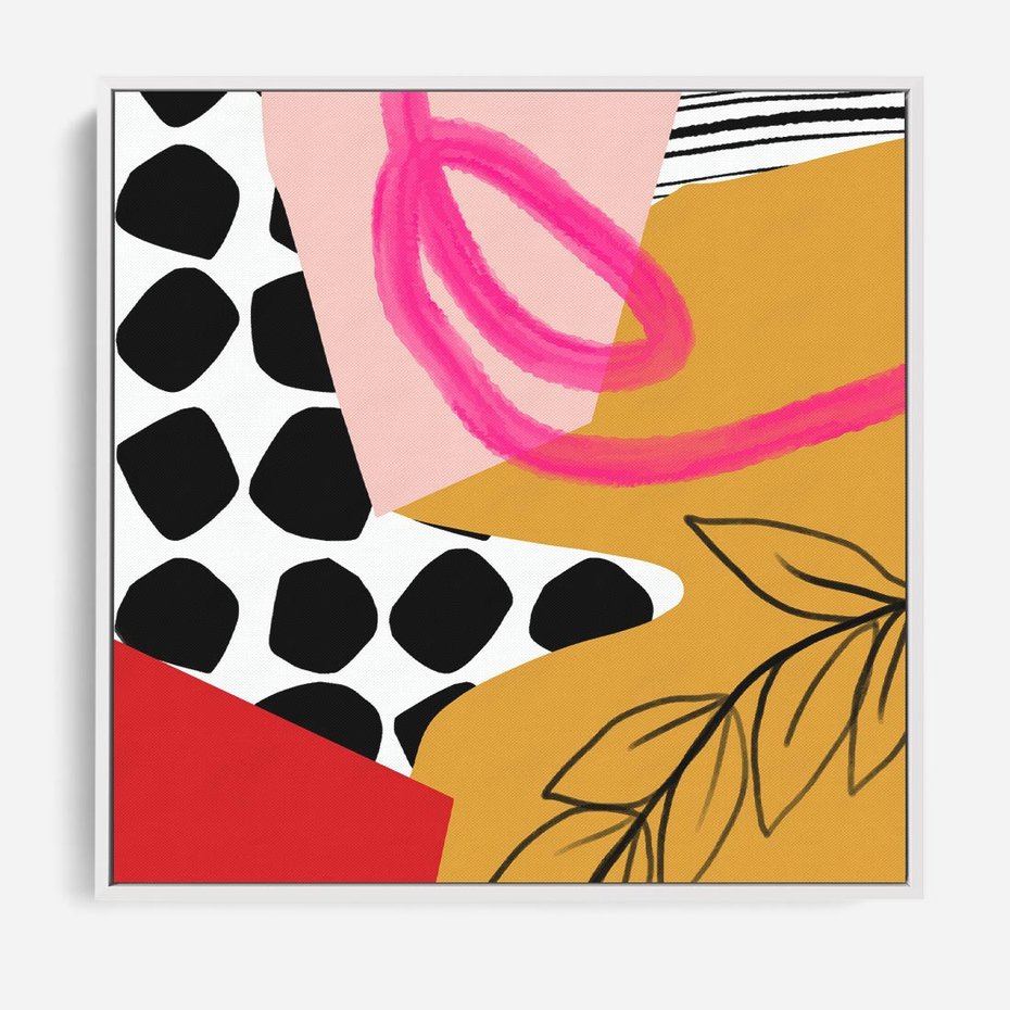 Obraz w ramie 50x50 - Księga Form i Plam - abstrakcyjna kompozycja, różne tekstury - rama biała