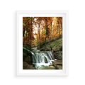 Plakat w ramie 40x50 - Jesienny wodospad w lesie - wodospad, las - rama biała