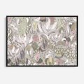 Obraz w ramie 70x50 - Pejzaże zatajonej duszy - połączenie tekstur, roślinne motywy - rama czarna
