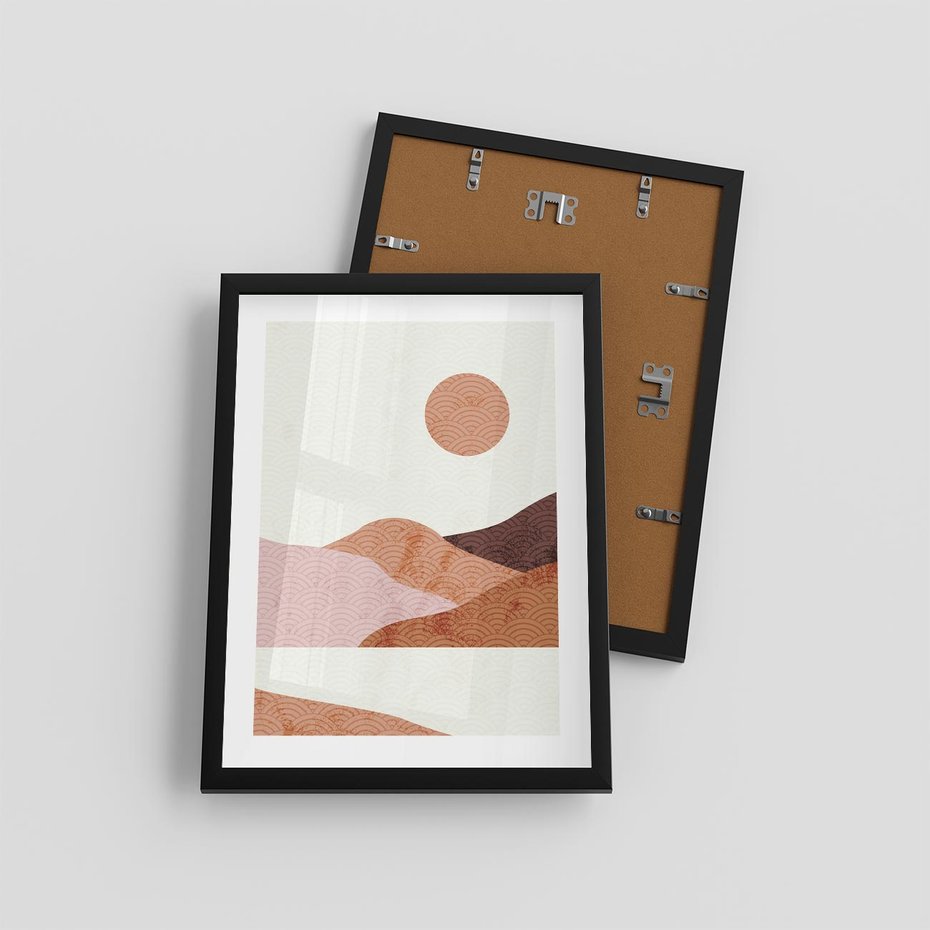 Plakat w ramie 30x40 - Górskie Wzory - nowoczesna sztuka, góry - rama czarna