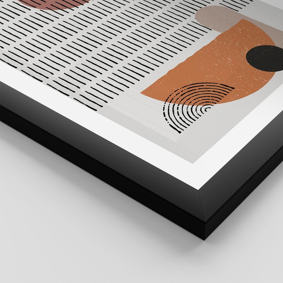 Plakat w ramie 30x40 - Symetria w Stylu Mid-Century - minimalistyczny obraz, mid-century styl - rama czarna