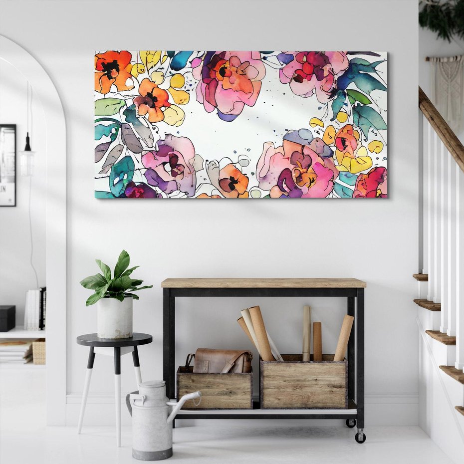 Obraz na płótnie 100x50 - Rozkwitające marzenia - akwarelowe kwiaty, kolory