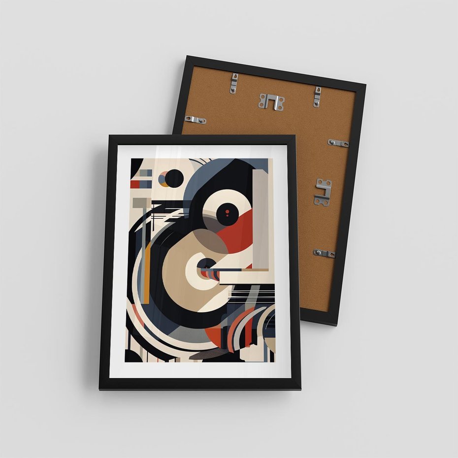 Plakat w ramie 30x40 - Wibracje Marzeń - abstrakcyjny obraz, geometryczne koła - rama czarna