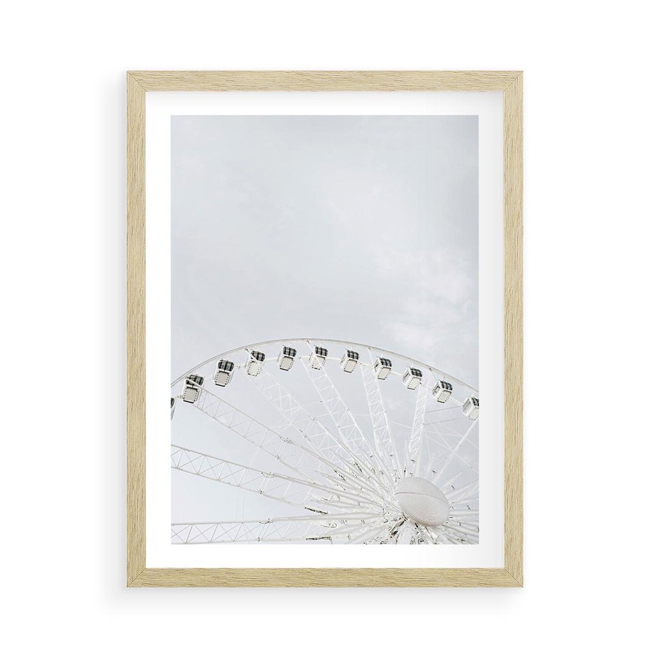 Plakat w ramie 50x70 - Karuzela Młyńska: Nostalgiczne Koło - młyńskie koło, karuzela - rama drewno