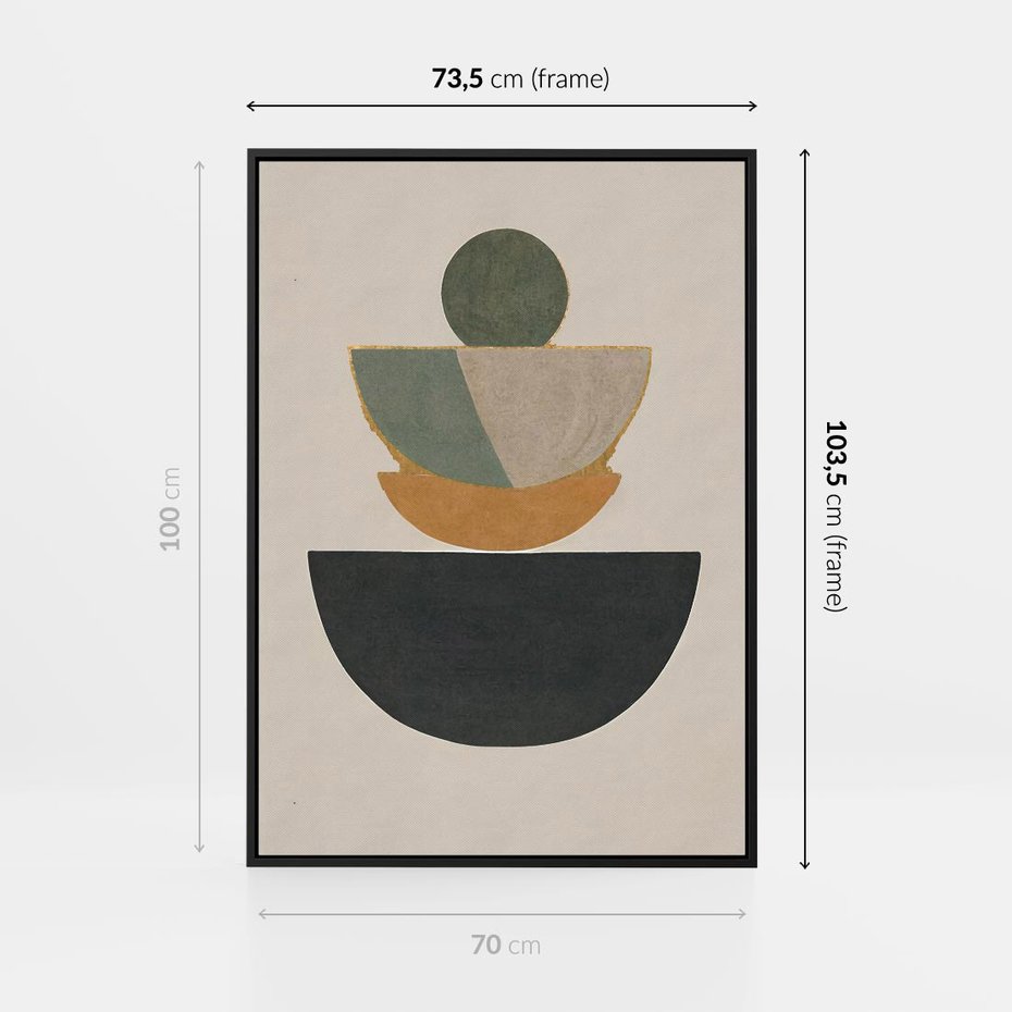 Obraz w ramie 70x100 - Podróżne Refleksyjne Odbicia - abstrakcyjny obraz, kolory ciepłe - rama czarna