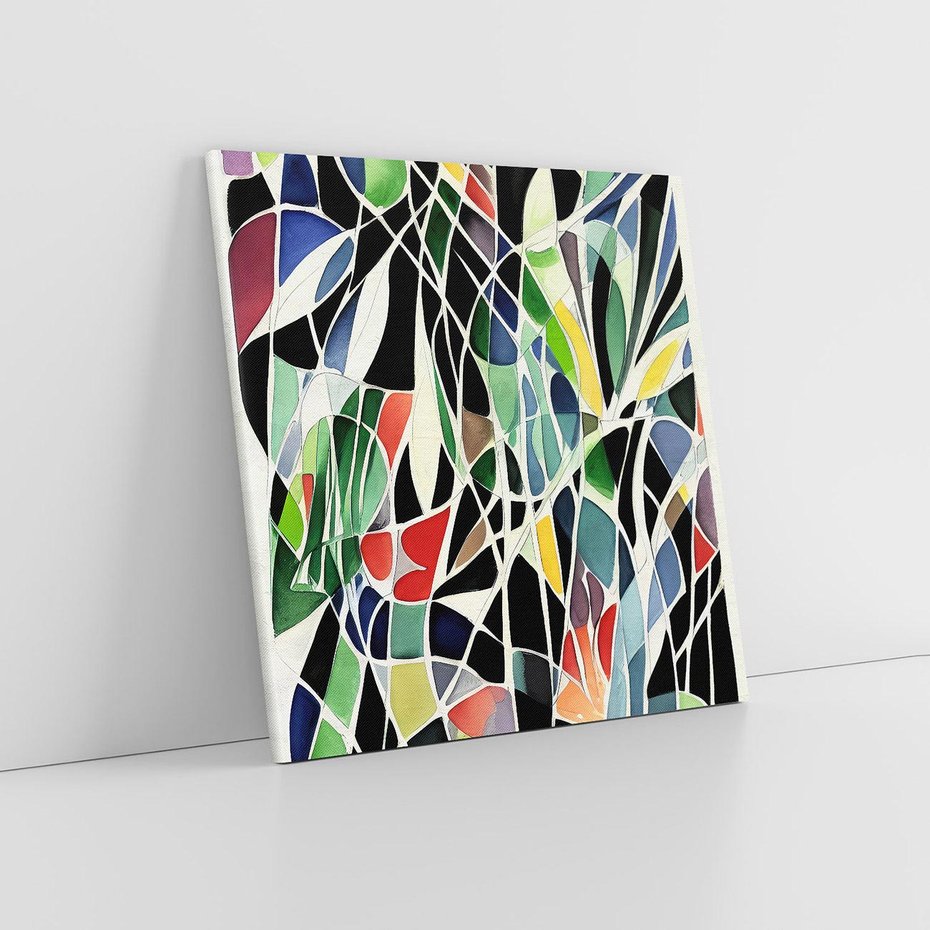 Obraz na płótnie 40x40 - Taniec Plam i Kształtów - abstrakcyjny akwarelowy obraz, plamy