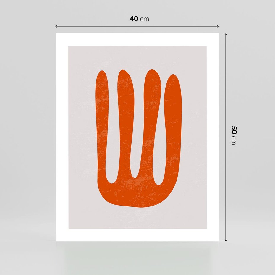 Plakat bez ramy 40x50 - Eksploracja Nowego Światła - abstrakcyjna pomarańczowa forma, minimalizm