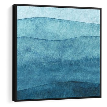 Obraz w ramie 50x50 - Kolorowe fale akwareli - akwarela, fale - rama czarna