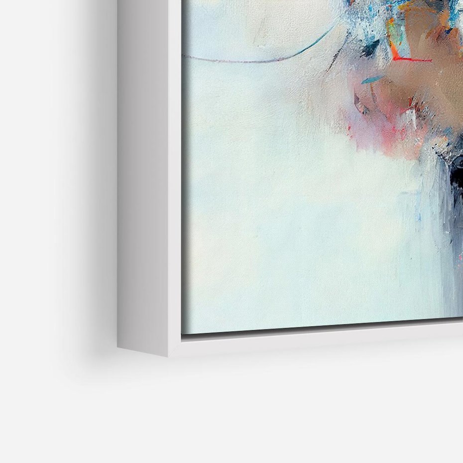 Obraz w ramie 120x80 - Kontrapunkty zatajonych uczuć - dynamiczna abstrakcja, bałagan na płótnie - rama biała