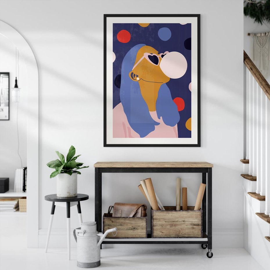 Plakat bez ramy 50x70 - Odbicie Kobiety - nowoczesny plakat, styl retro