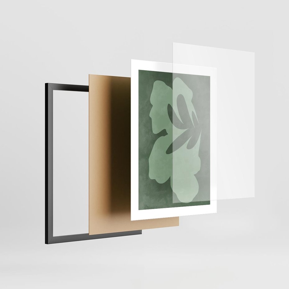 Plakat w ramie 30x40 - Kształty Zieleni - abstrakcyjny kształt, zielony plakat - rama czarna
