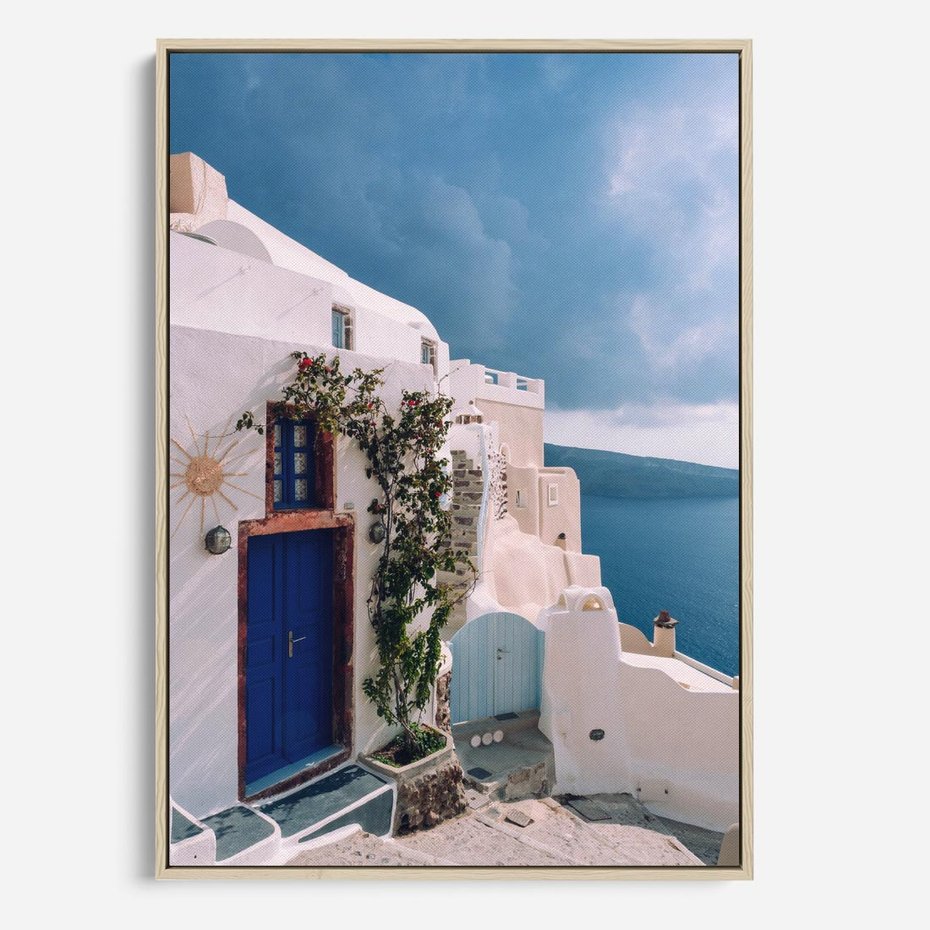 Obraz w ramie 70x100 - Urok Greckiej Wyspy - Santorini, Grecja - rama drewno