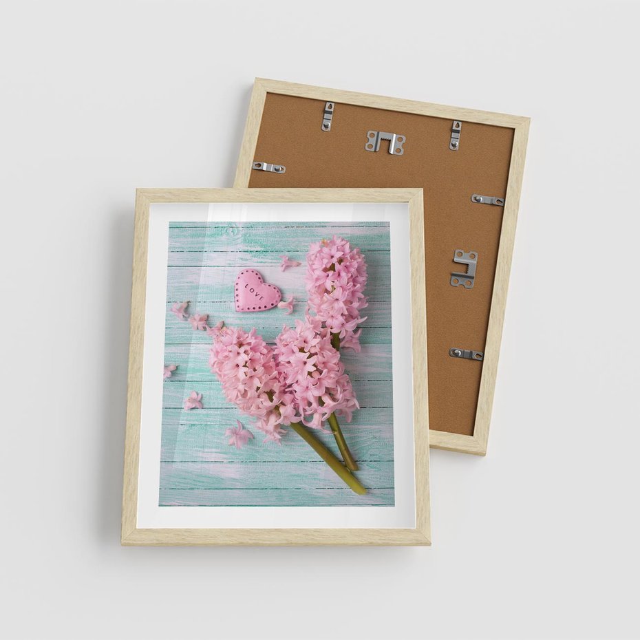 Plakat w ramie 40x50 - Hiacynty w Kwiatowej Kompozycji - hiacynty, kwiaty - rama drewno