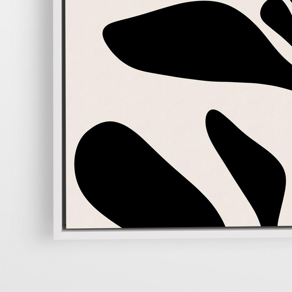 Obraz w ramie 80x80 - Wibracje Akwarelowych Ścieżek - abstrakcyjny minimalistyczna kwiat, czarno biały plakat - rama biała