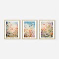 Zestaw obrazy w ramie 40x50 galeria - kwiaty, łąka, akwarela, boho - rama drewno
