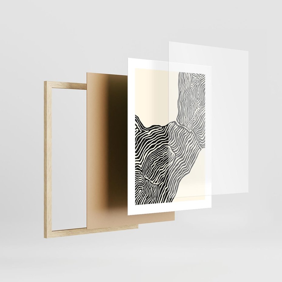 Plakat w ramie 30x40 - Podróżne Impresje - boho plakat, rycina - rama drewno