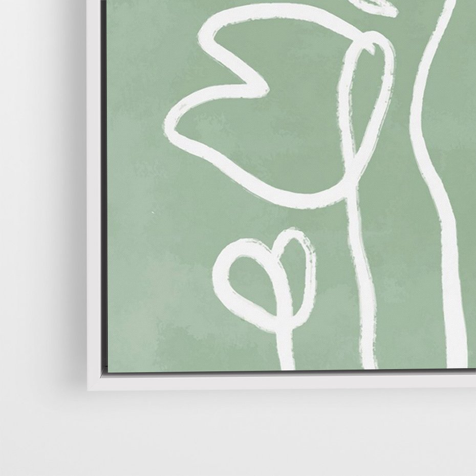 Obraz w ramie 50x70 - Wibracje Naturalnej Równowagi - zielony plakat, roślinne inspiracje - rama biała