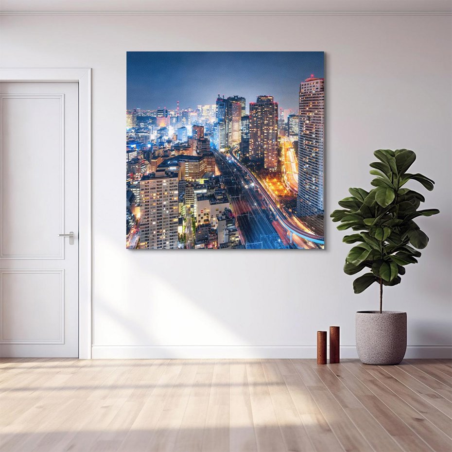 Obraz na płótnie 40x40 - Błyskawica w Azji - Tokio, Japonia