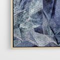 Obraz w ramie 80x80 - Melodia mgieł i marzeń - abstrakcja w kolorze granatu, przypominająca górę lodową - rama drewno
