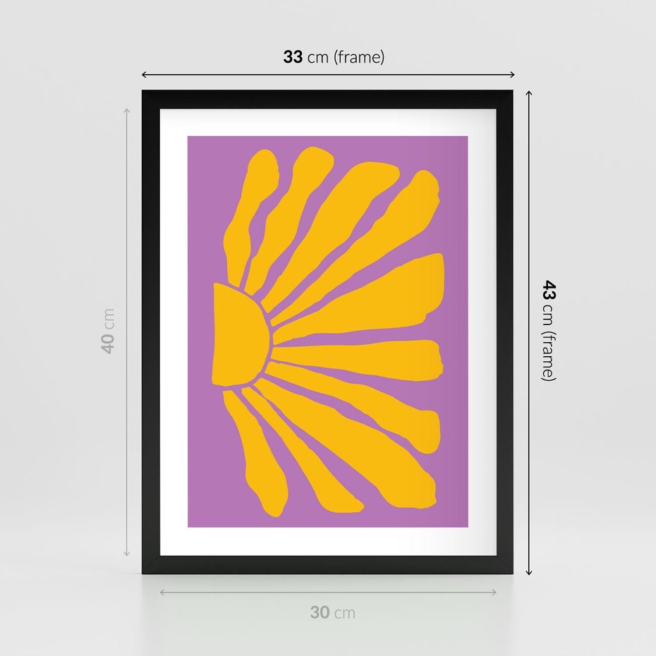 Plakat w ramie 30x40 - Podróżne Kontury - abstrakcyjny plakat, intensywne różowe tło - rama czarna