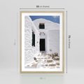 Plakat w ramie 50x70 - Santorini - Grecja błękitem malowana - Santorini, Grecja - rama drewno