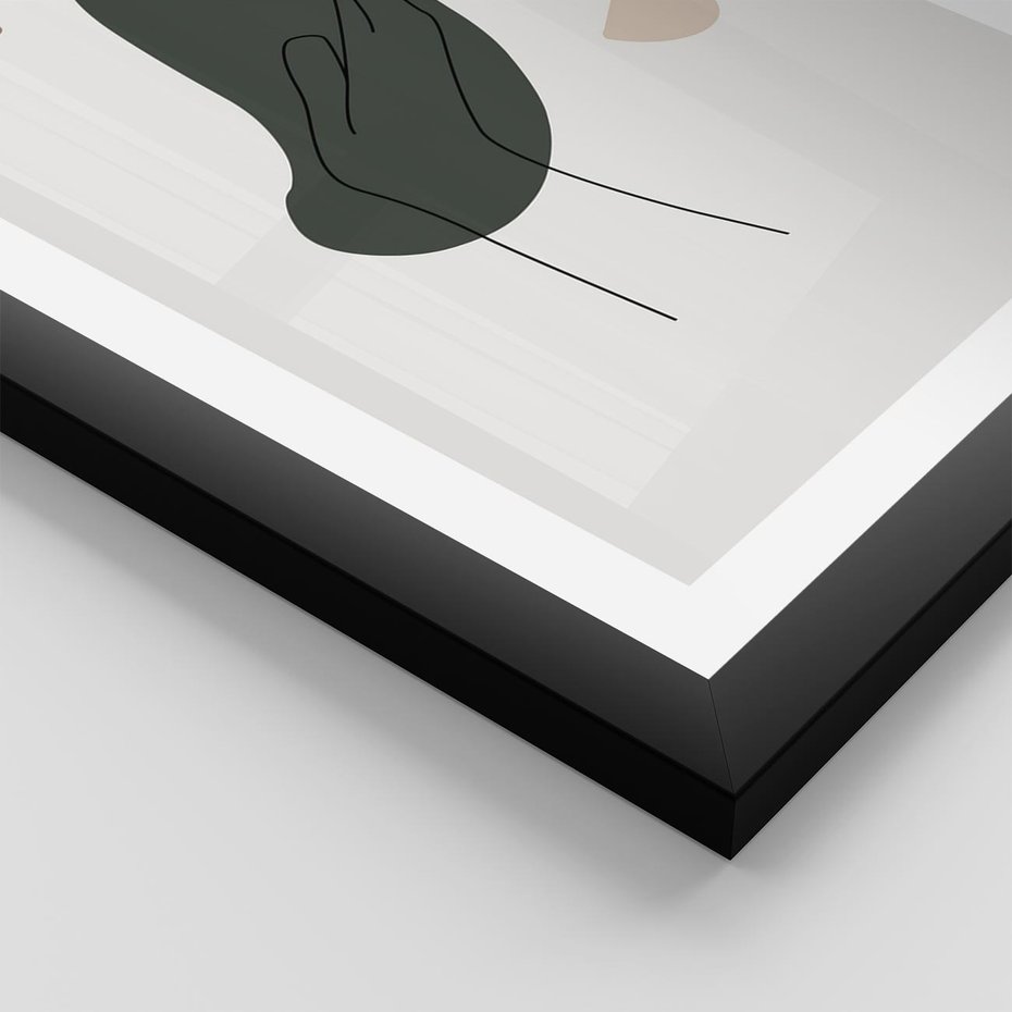 Plakat w ramie 50x70 - Tajemnicze Impulsy - szkic jedną linią, one lone - rama czarna
