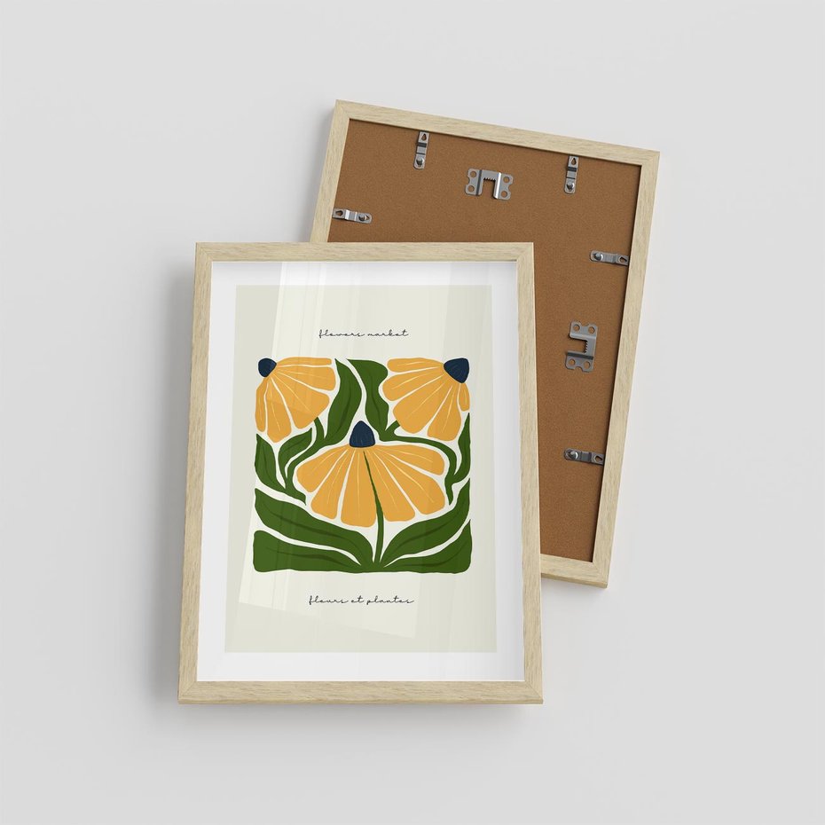 Plakat w ramie 30x40 - Kreatywne Wibracje - sztuka nowoczesna, kolorowe kwiaty - rama drewno