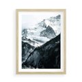 Plakat w ramie 50x70 - Góry w Zimowym Uścisku - góry, ośnieżone szczyty - rama drewno