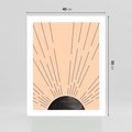 Plakat bez ramy 40x50 - Migocące Kształty Promieni - boho czarne słońce, nowoczesna grafika