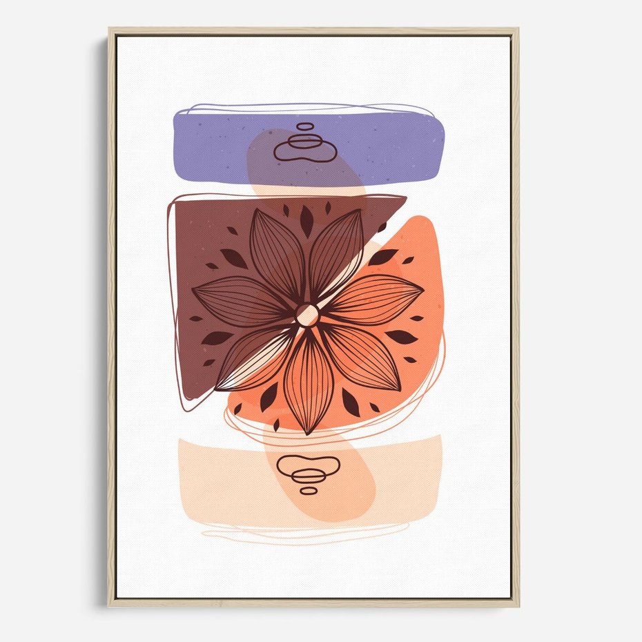 Obraz w ramie 50x70 - Kwiatowa Oaza - abstrakcyjna sztuka, plamy - rama drewno