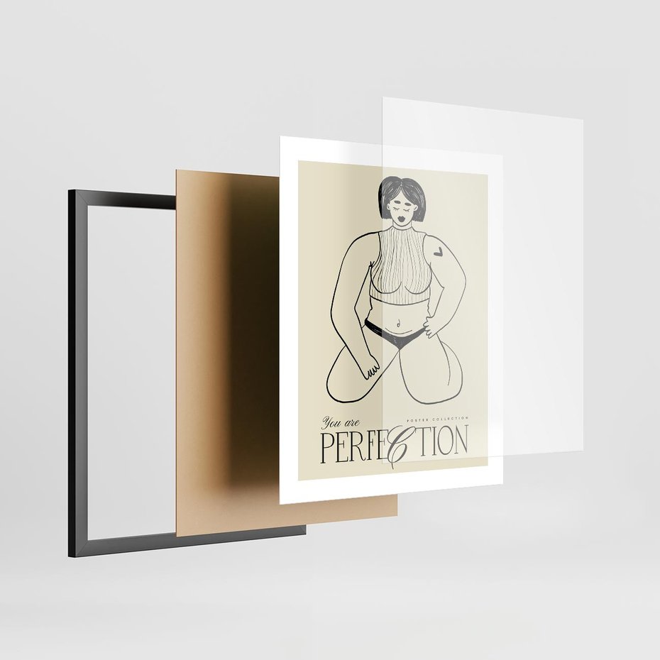 Plakat w ramie 40x50 - Refleksje Przejmujących Myśli - rysunek, plakat - rama czarna