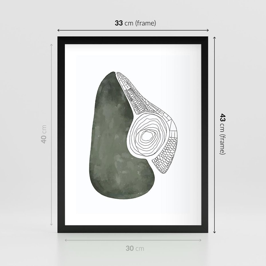 Plakat w ramie 30x40 - Owocowe Boho Inspiracje - minimalistyczny plakat, gruszka - rama czarna