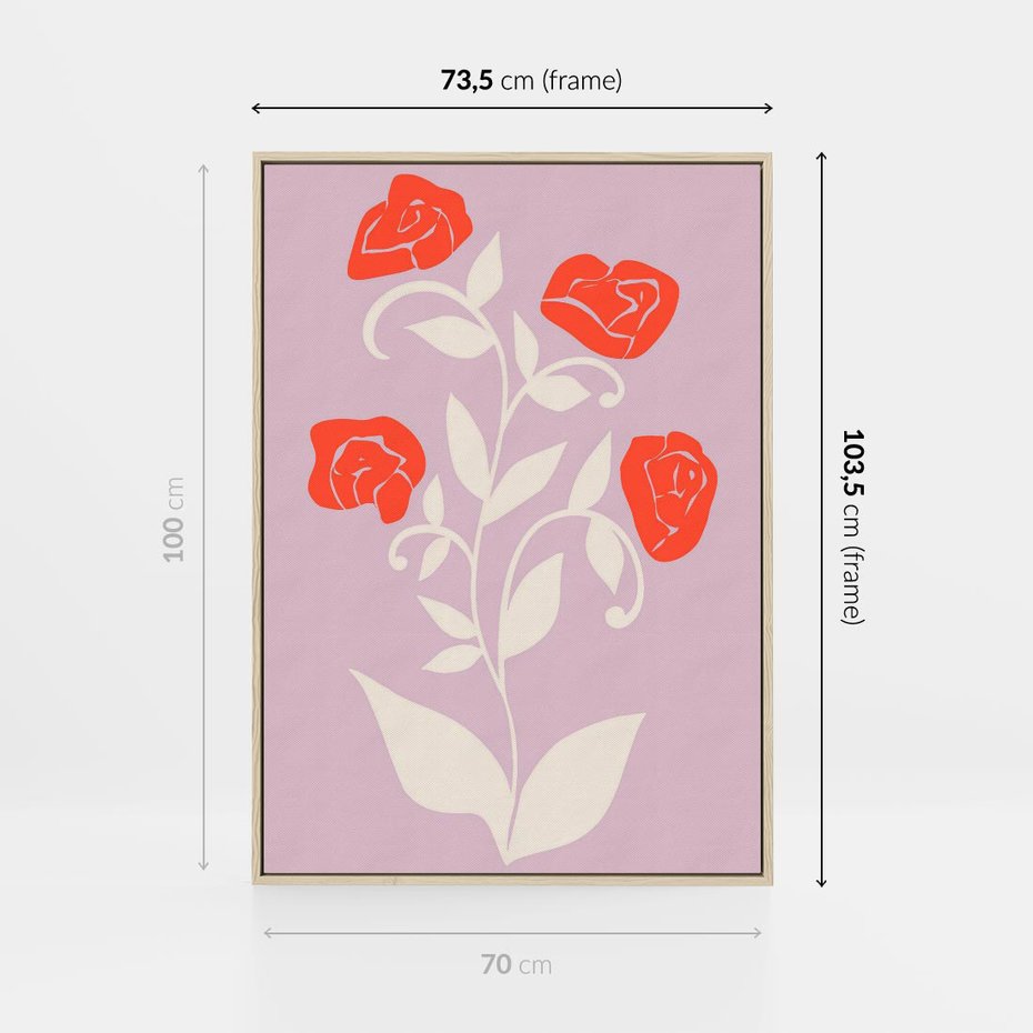 Obraz w ramie 70x100 - Migotliwe Widzenie Kwiatów - nowoczesny plakat, roślinne motywy - rama drewno