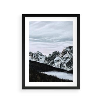 Plakat w ramie 40x50 - Malowniczy Krajobraz ze Śniegiem - góry, śnieg - rama czarna