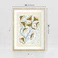Plakat w ramie 30x40 - Wibracje Widzenia - abstrakcyjne beżowe kwiaty, elegancka kompozycja - rama drewno