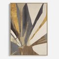 Obraz w ramie 70x100 - Szept roślinnych emocji - olejna abstrakcja, złoto i brąz - rama drewno
