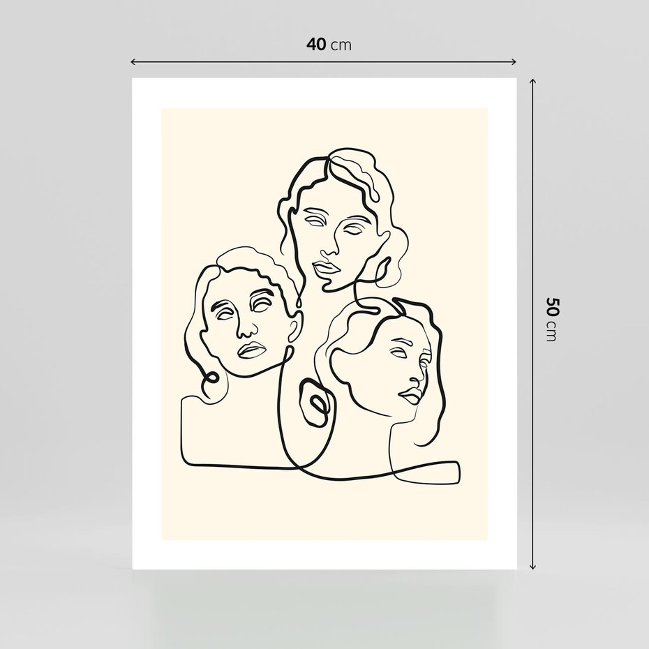 Plakat bez ramy 40x50 - Trzy Kobiety - 3 kobiety, antyczny posag
