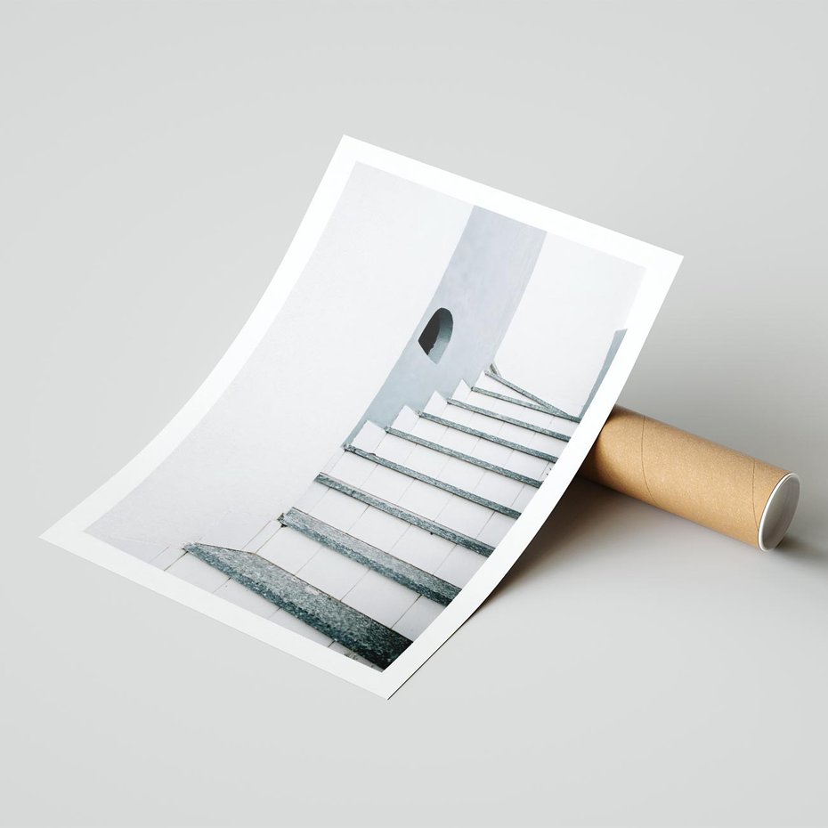 Plakat bez ramy 30x40 - Schody ku Urokowi Wyspy - schody, santorini