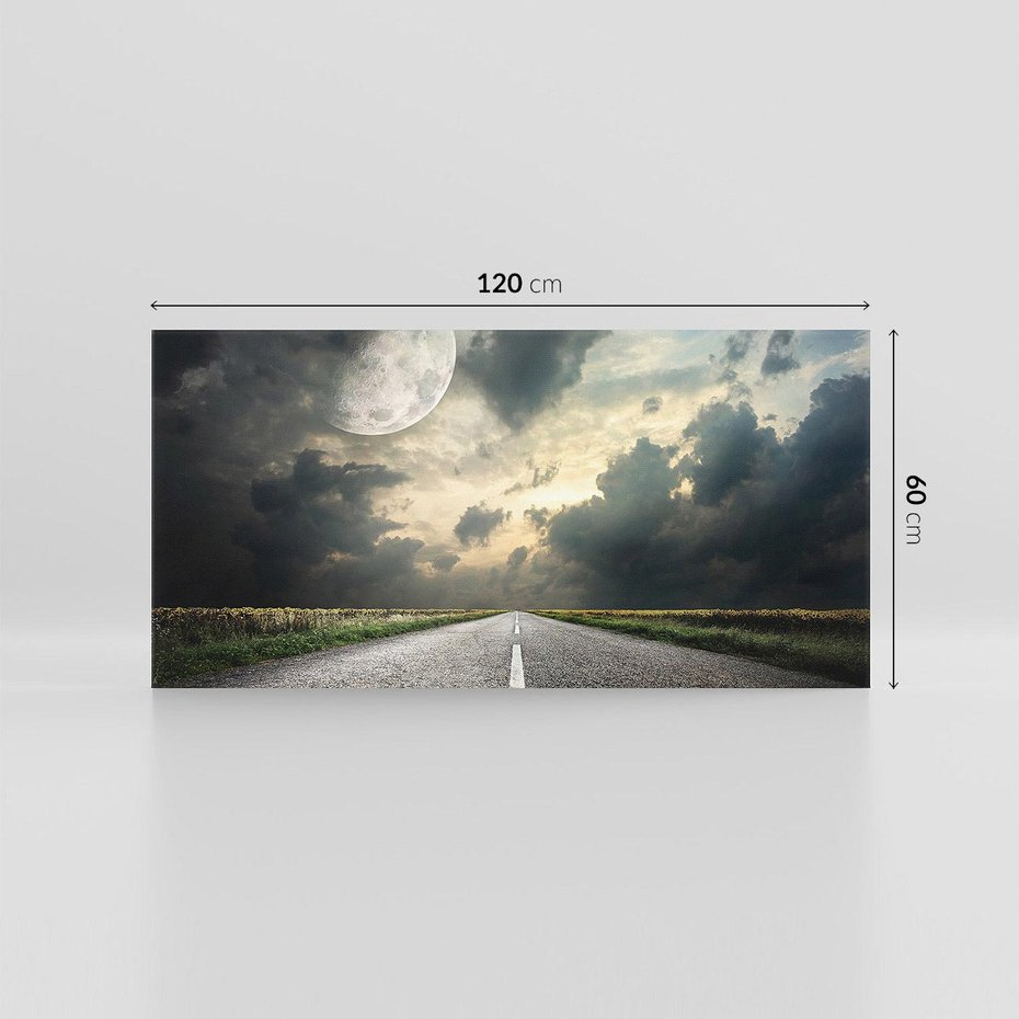 Obraz na płótnie 120x60 - magia nocnej drogi - droga, księżyc