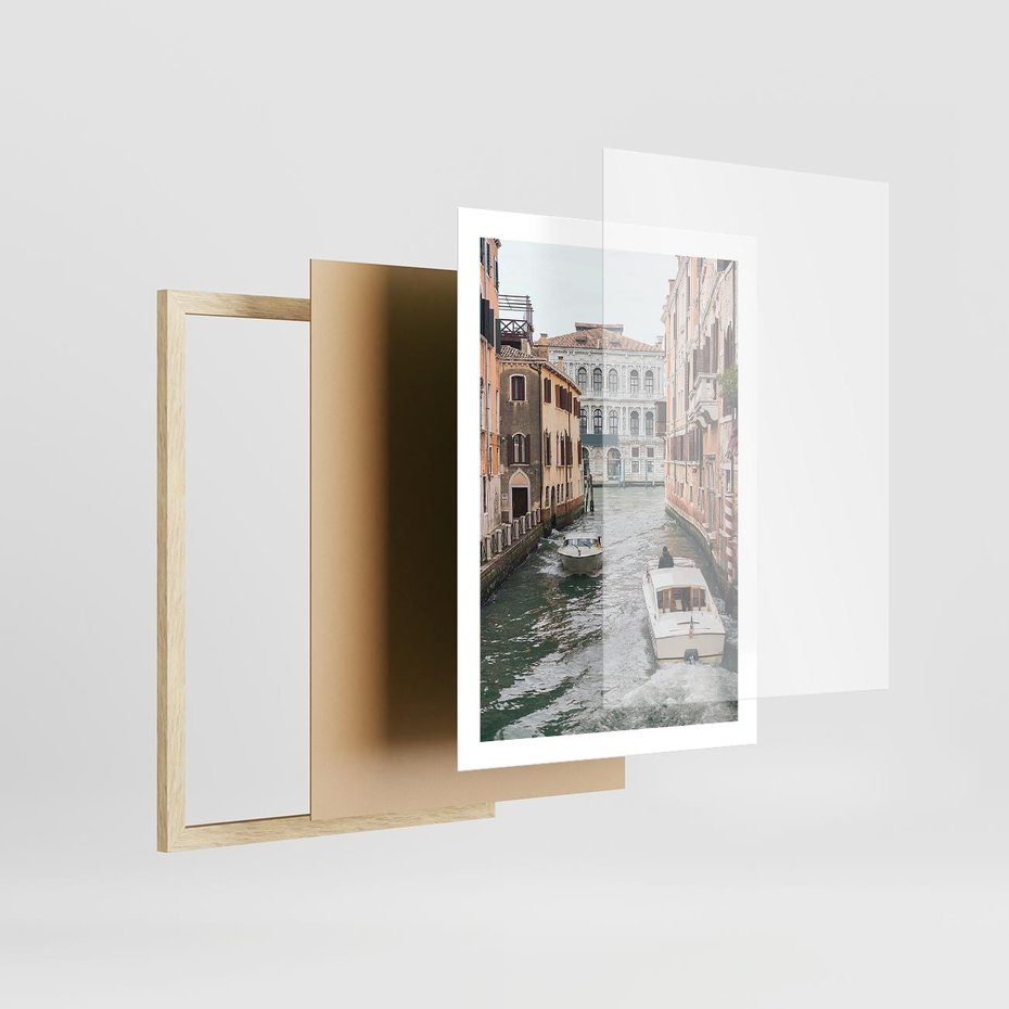 Plakat w ramie 50x70 - Wenecja na Twojej Ścianie - wenecja, kanały - rama drewno