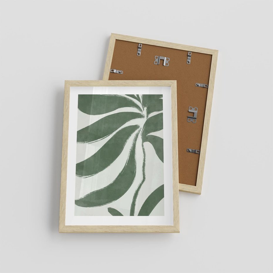 Plakat w ramie 30x40 - Zieleń Wewnętrznego Spokoju - zielony plakat, roślinne inspiracje - rama drewno
