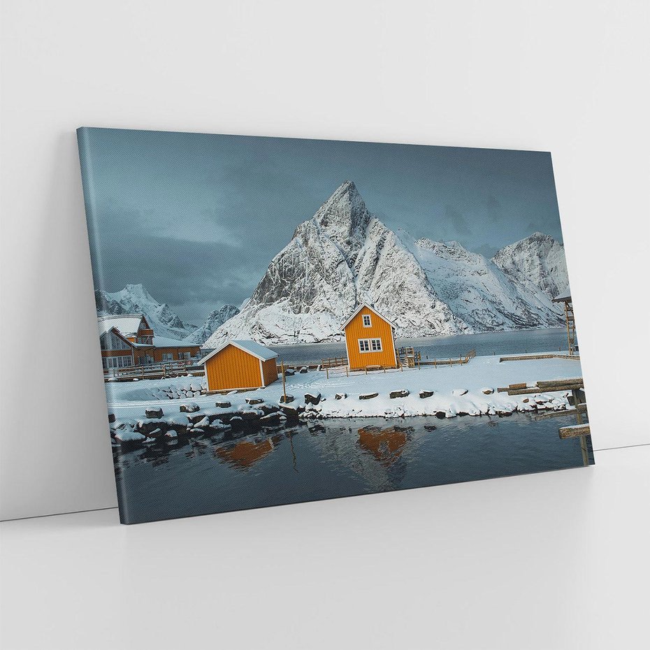 Obraz na płótnie 100x70 - Minimalizm i Urok Natury - skandynawskie, domki