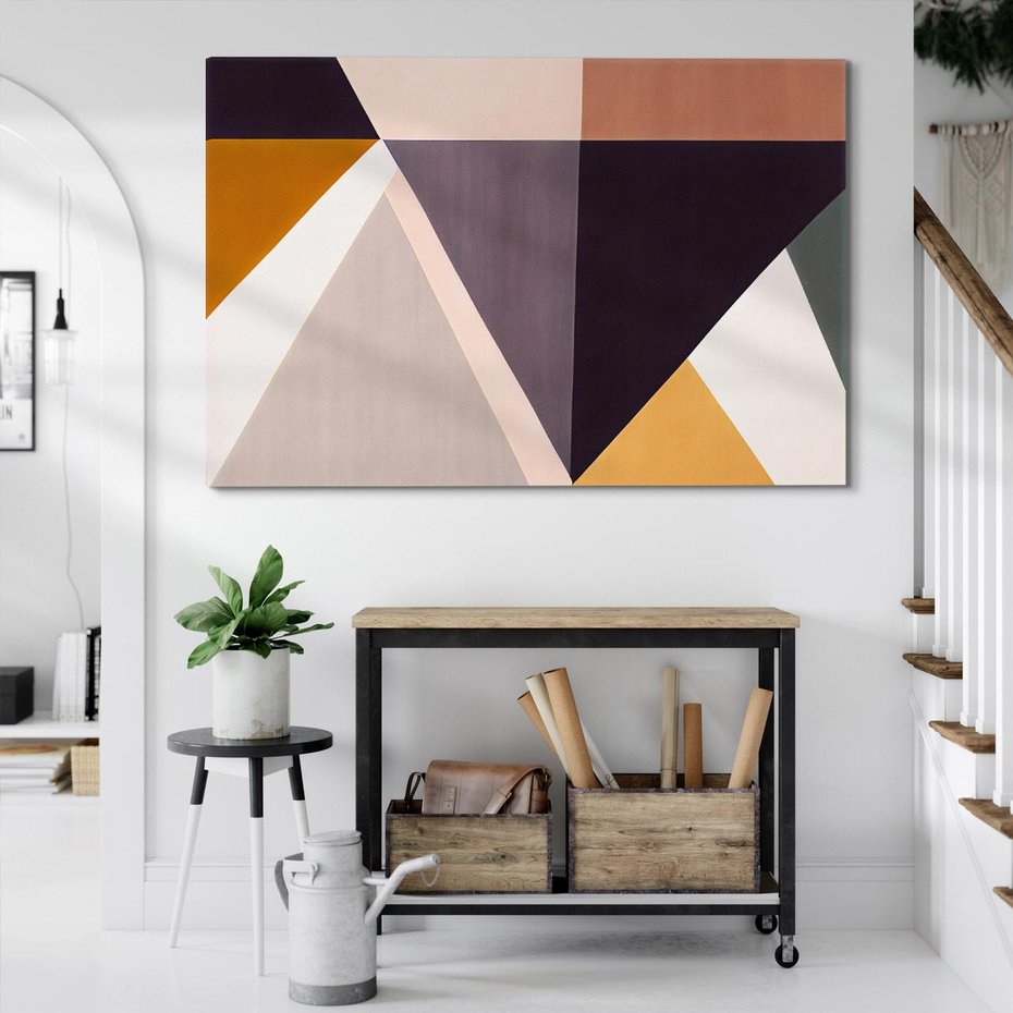 Obraz na płótnie 100x70 - Trójkąty Wnętrz - abstrakcja, geometryczne kształty