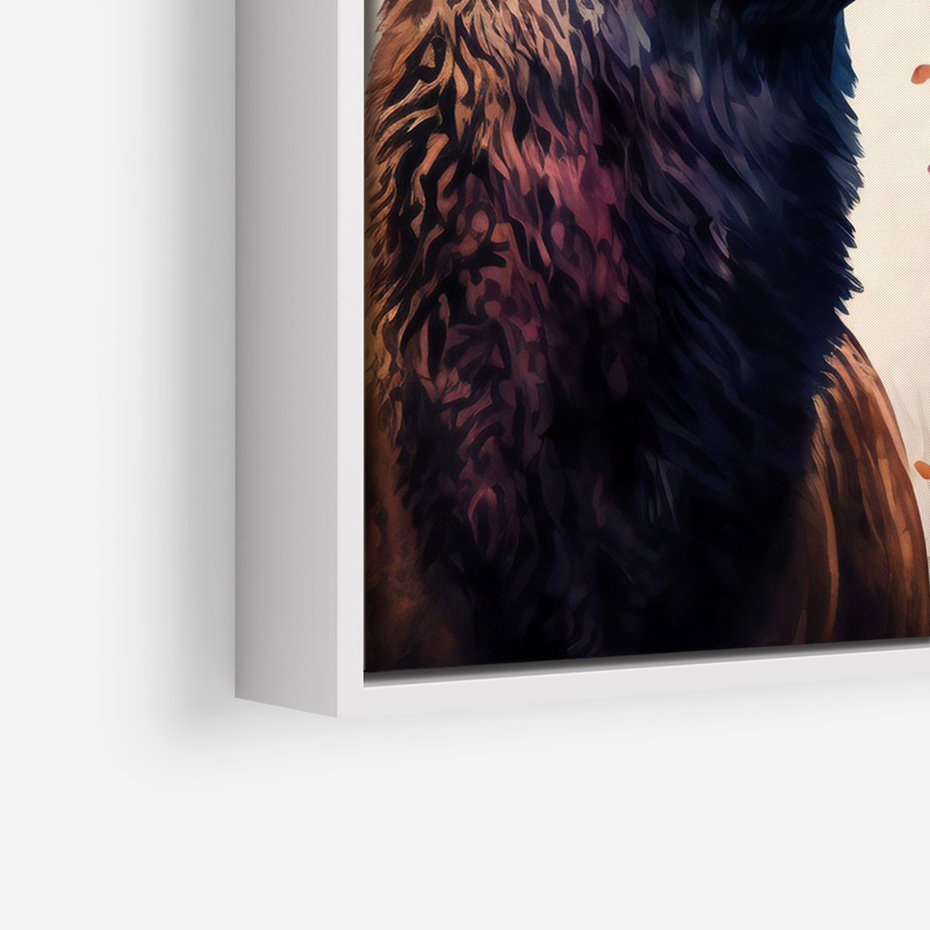 Obraz w ramie 80x120 - Jesienny Monarcha Lasu - grafika komputerowa, na podstawie obrazu - rama biała