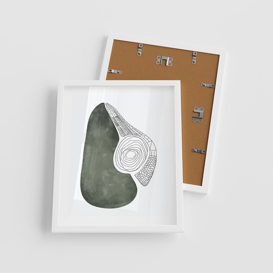 Plakat w ramie 40x50 - Owocowe Boho Inspiracje - minimalistyczny plakat, gruszka - rama biała