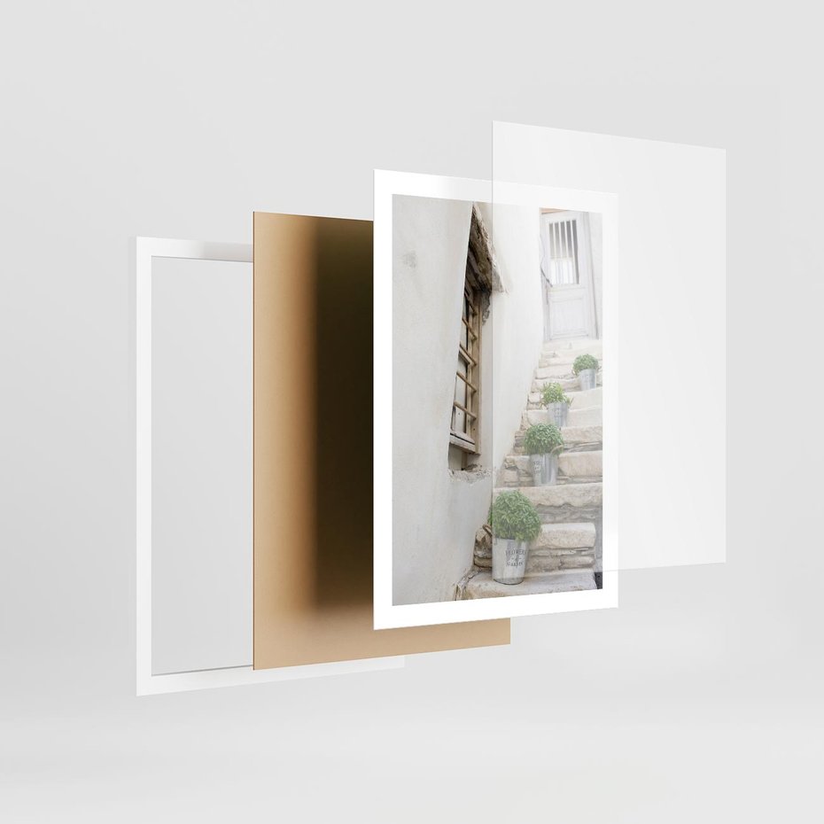 Plakat w ramie 50x70 - Wznoszące się Marzenia - schody, perspektywa - rama biała