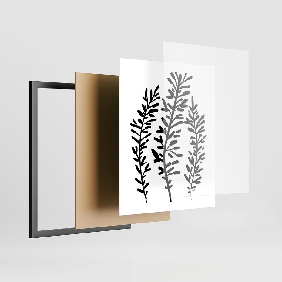 Plakat w ramie 40x50 - Spokojne Wiatrem Uginane - szkic, czarno biały - rama czarna