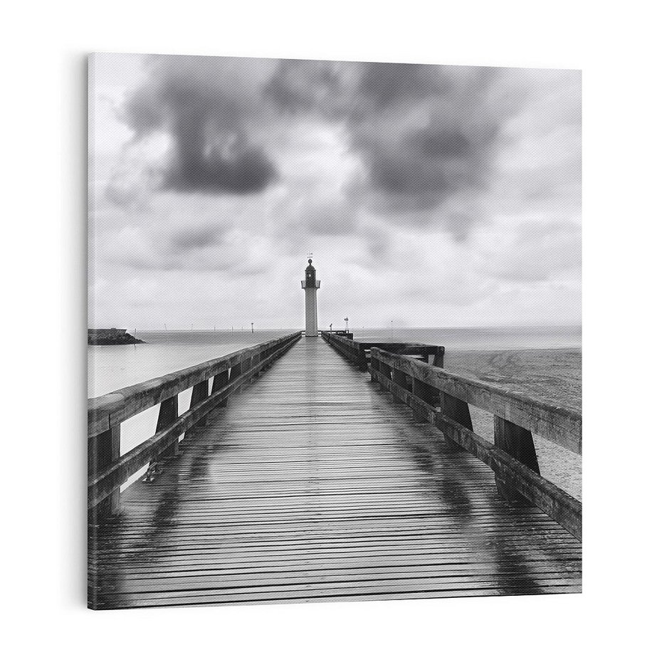 Obraz na płótnie 70x70 - Romantyczny pomost z latarnią - pomost, latarnia